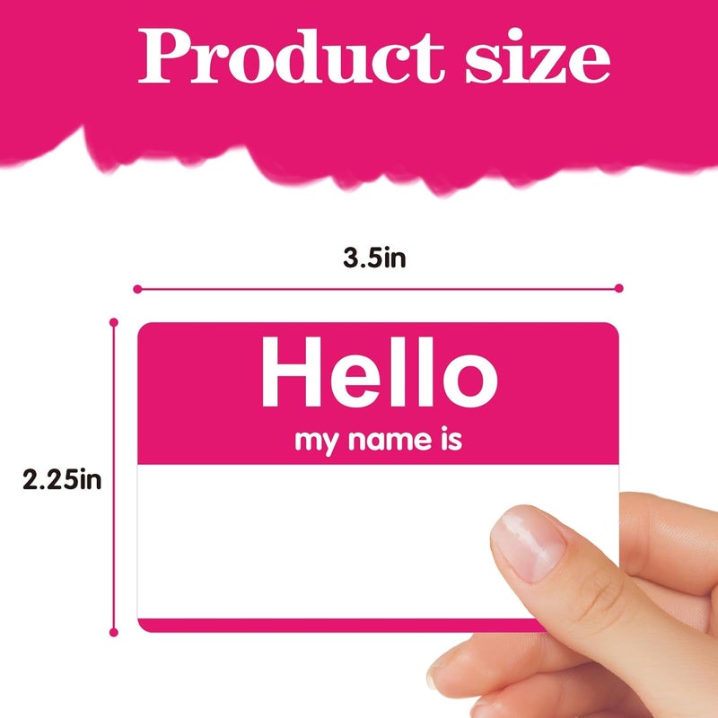 labelon Pink Name Tags Sticker,200Pcs 3.5" x 2.25" Hello My Name is Stickers,Name Badge Name Tags Label for Office,Meeting,School,Teachers and Mailing - Image 2